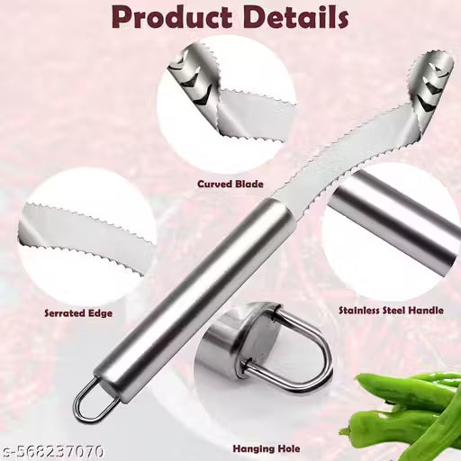 Serrated Seed Remover, Pepper Corer, Seed Remover, Stainless Steel Chili Corer Remover, Pepper Seed Remover, Multifunctional Kitchen Seed Remover, Kitchen Tools (Pack of-1)