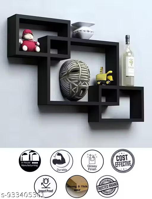 HM HOME DECOR STORE Geometric Wall Shelf Set of 3 Wooden Floating Wall Rack wall shilf