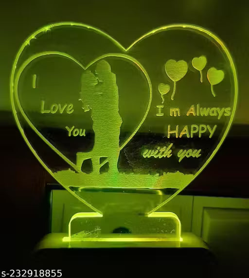 Beautiful Heart Shape Night Lamp For Bedroom Decor(multicolored)