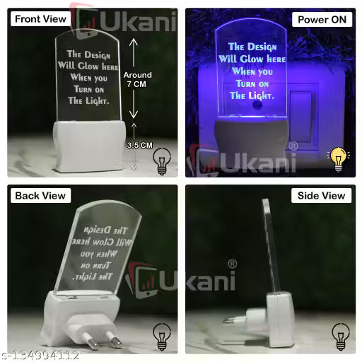 Ukani MOM DAD Acrylic 3D Optical Illusion Night Lamp, RGB 7 Colors Auto Colour Changing LED Plug and Play Night Light, Office Day Light, For Home and Office Use, Best for Gift, Multicolour - 7CM+3.5CM
