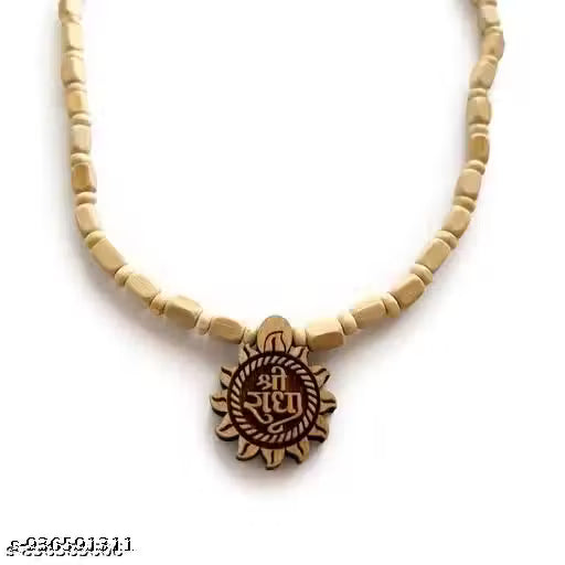 Tulsi Mala Bracelet, Shri Radha Pendant, Original Tulsi Beads, Spiritual Jewelry, Radha Krishna Jewelry.