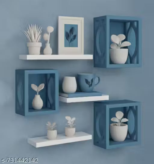 Wall Mounted Honeycomb Shelves for Living Room, Bedroom, Kitchen, Bathroom & Office | Decorative Wooden Wall Shelf