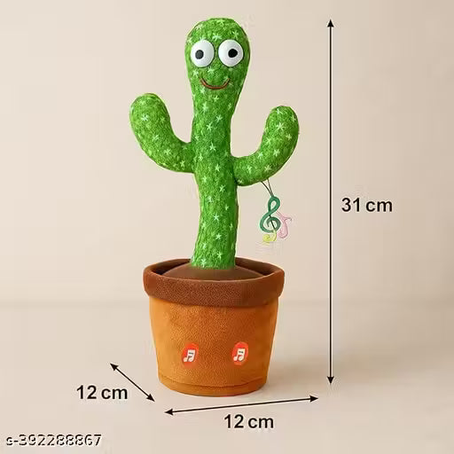 Dancing Cactus Repeats What You Say,Electronic Plush Toy with Lighting,Singing Cactus Recording and Repeat Your Words for Education Toys (Green)