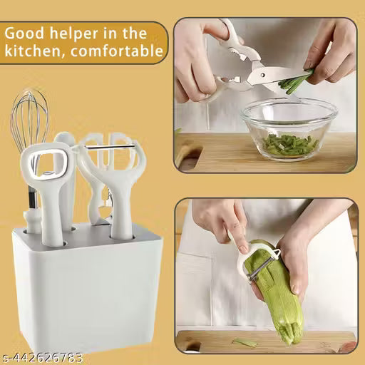 Kitchen Tools Set Kitchen Gadgets Set,Kitchen Scissors, Kitchen Utensils Set with Holder, Paring Knife,Whisk,Bottle Opener,Peeler- Kitchen Gadgets 6 PCS