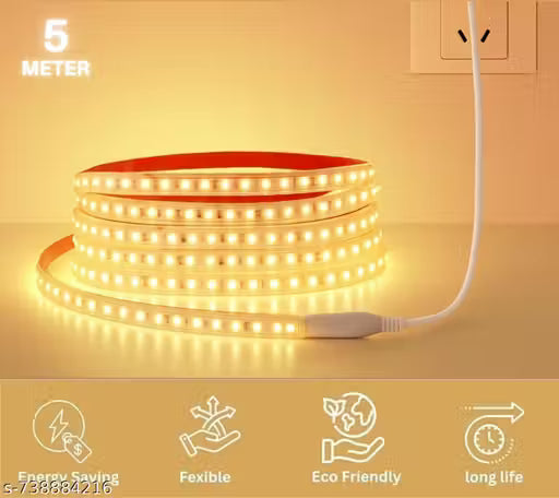 Creative Crown 5 Meter LED Rope Light | 120 LEDs/Meter Waterproof Strip Light | Warm White Cove Light for False Ceiling, Diwali, Balcony & Indoor Decoration | Plug n Play Flexible Decorative Light(Warm White)(Pack Of 1)